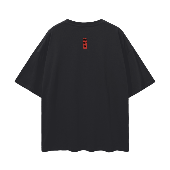 I Like You Oversized Deep Drop Shoulder Tee In Black