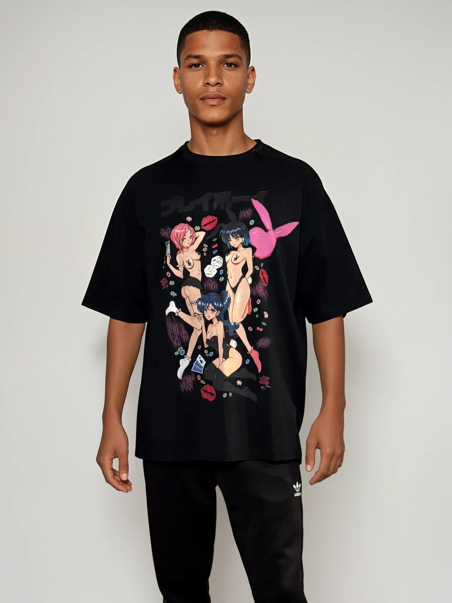 Millionaire Club Cuties Playboy Inspired Oversized Deep Drop Shoulder Tee