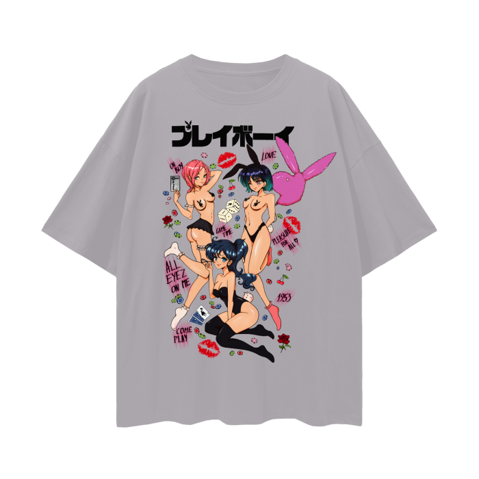 Millionaire Club Cuties Playboy Inspired Oversized Deep Drop Shoulder Tee