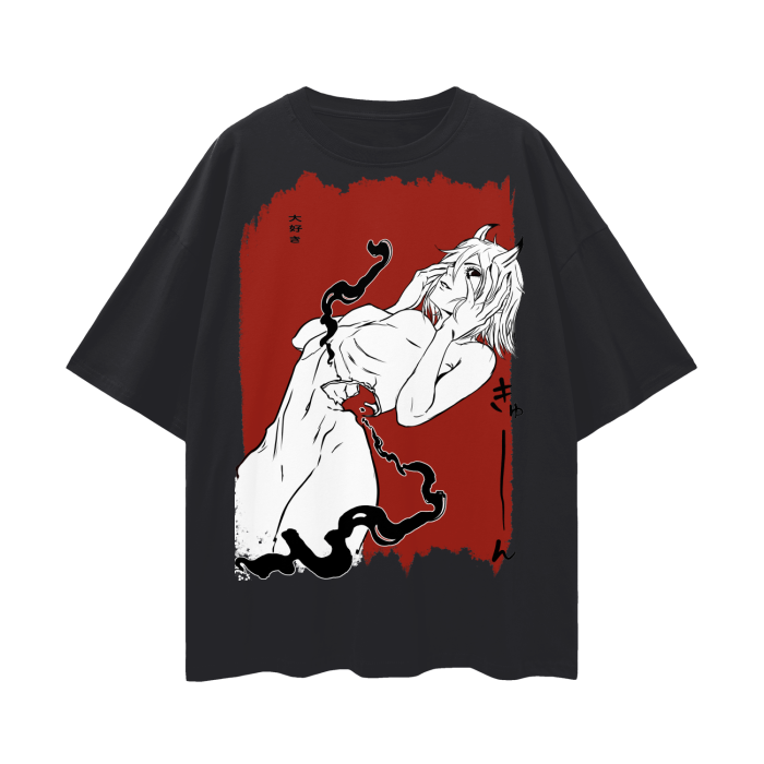 Re:Birth Red Oversize Deep Drop Shoulder Tee