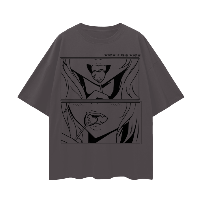 ◆   Yuiです。　◆ When I Miss You Anime Girl Y2K Print White Oversize T-shirt